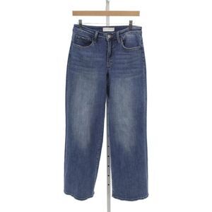 Vervet Women Wide Leg Jeans Blue Mid Rise Button Cotton Casual Size 28